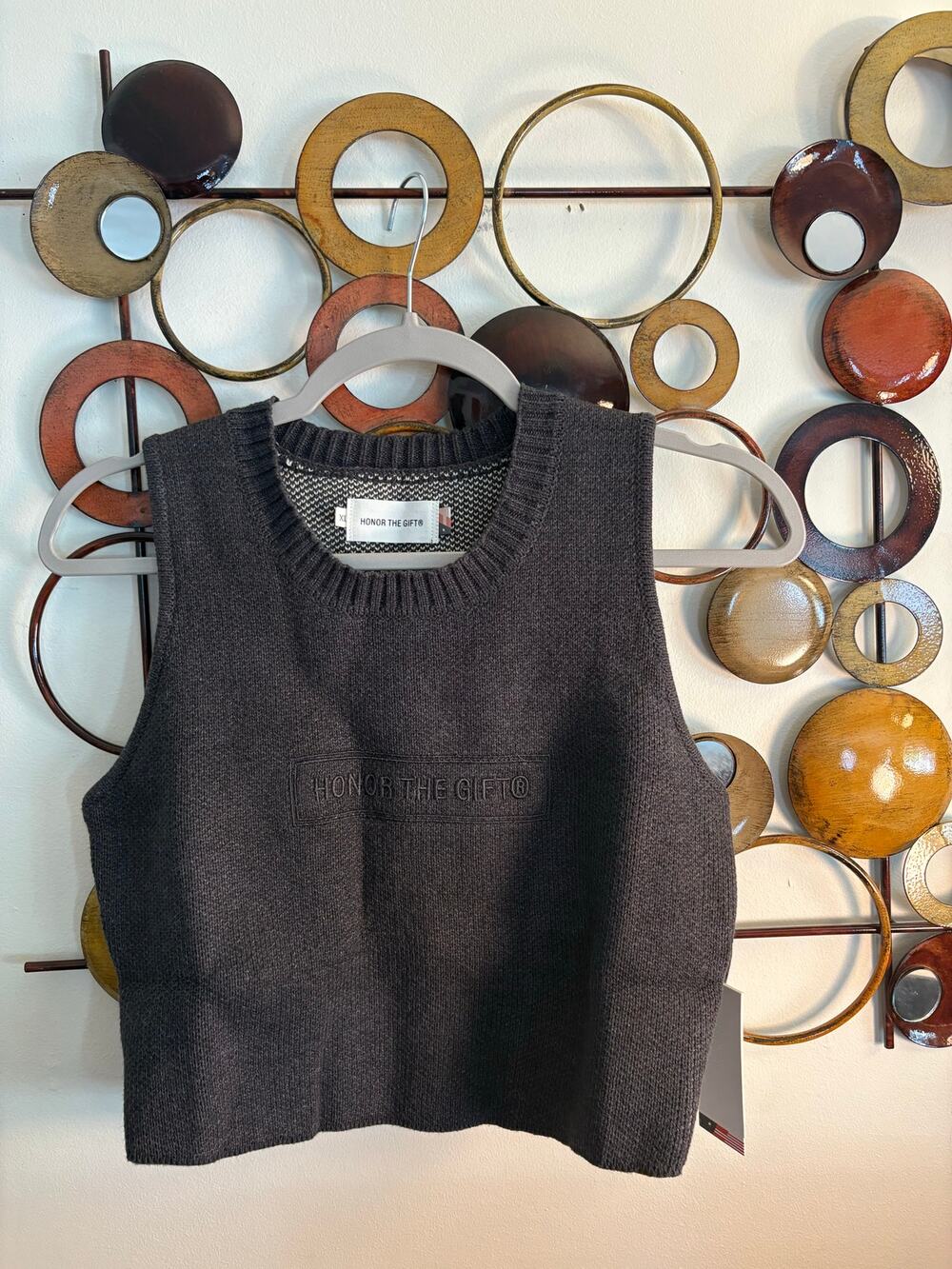 Honor The Gift Xl Gray Cropped Top-see measurements